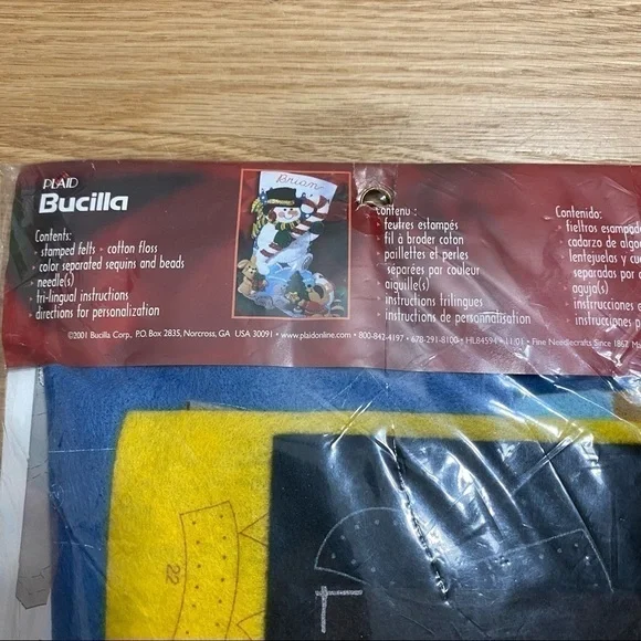 Vintage Bucilla Felt Stocking Craft Kit NWT Snowman Personalized Christmas 84594
